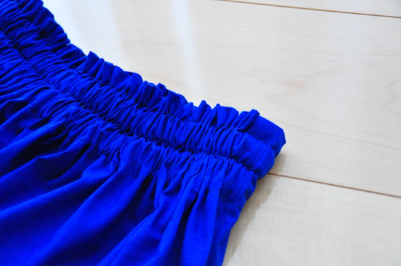 コットン100％　ロイヤルブルーのロングスカート　リボン付き 4枚目の画像