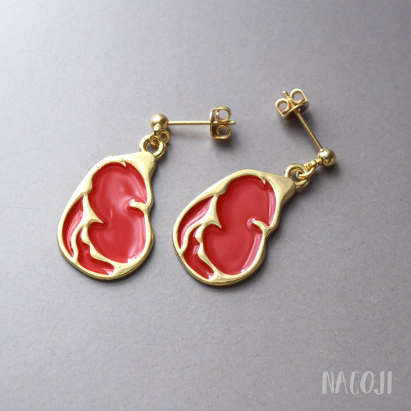 【SALE!20%off】くいしんぼうのお肉ピアス　ロース 2枚目の画像