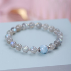 Labradorite, Aquamarine, 925 Natural Gemstone Bracelet 7枚目の画像