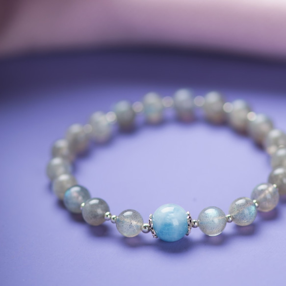 Labradorite, Aquamarine, 925 Natural Gemstone Bracelet 6枚目の画像