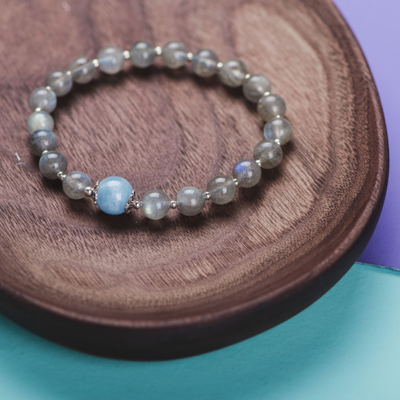 Labradorite, Aquamarine, 925 Natural Gemstone Bracelet 9枚目の画像