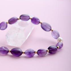 紫水晶珍珠手鍊 | 14K包金手鍊 | K14GF 不規則天然水晶客製手環禮物 第2張的照片