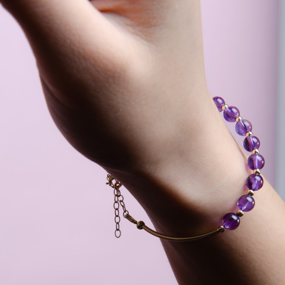 天然烏拉圭紫水晶手鍊 | 14K包金天然石紫晶客製手環 | K14GF天然石紫色手鏈手串 | 誕生石生辰石客製化禮物 第2張的照片