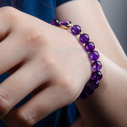 紫水晶手鍊 | 烏拉圭高品質天然紫晶14KGF手鍊 | 14K包金水晶手鍊手串手環 客製禮物 | 生辰石誕生石 可刻字 第4張的照片