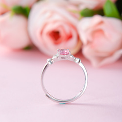粉紅碧璽925純銀戒指 | 天然寶石純銀鑲鑽玫瑰碧璽粉紅色水晶 | 可調節大小指環 第5張的照片