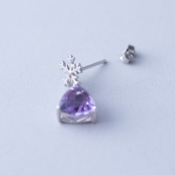 紫水晶雪花925純銀耳環 | 天然水晶礦石設計客製化禮物紫色耳針耳釘 | 生辰石誕生石 第3張的照片