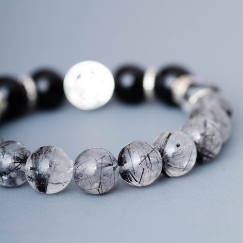 ブラッククリスタルブラックアゲートウィッシュノット925スターリング