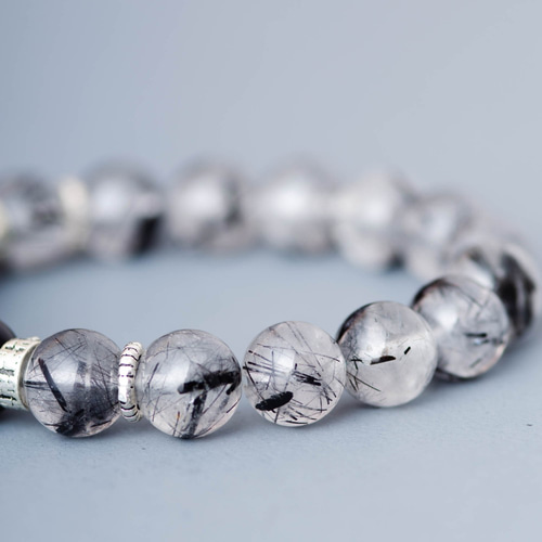 ブラッククリスタルブラックアゲートウィッシュノット925スターリング