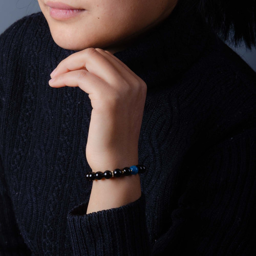 5Aアパタイトブラックアゲートブレスレット|ナチュラルストーン  