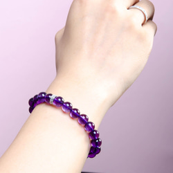 6A級烏拉圭紫水晶手鍊 | 925純銀微鑲鋯石紫色天然石手鏈客製禮物 第4張的照片