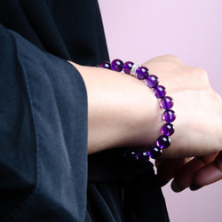 6A級烏拉圭紫水晶手鍊 | 925純銀微鑲鋯石紫色天然石手鏈客製禮物 第6張的照片