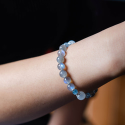 5A藍光月光石拉長石 海藍寶925純銀手鍊 | 天然水晶設計手鏈禮物 第5張的照片