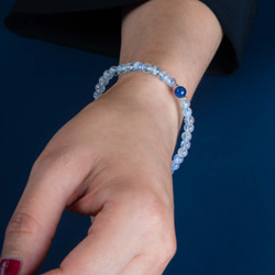7A冰透藍光4mm月光石藍晶石手鍊 |14K包金手鏈泰銀天然水晶 | 藍光手鏈客製設計禮物可刻字 第8張的照片