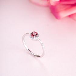石榴石 925純銀戒指 | 天然寶石純銀戒指鑲鑽鋯石紅色水晶 | 可調節大小指環 第1張的照片