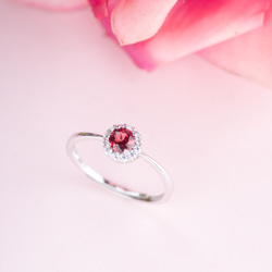 石榴石 925純銀戒指 | 天然寶石純銀戒指鑲鑽鋯石紅色水晶 | 可調節大小指環 第2張的照片