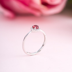 石榴石 925純銀戒指 | 天然寶石純銀戒指鑲鑽鋯石紅色水晶 | 可調節大小指環 第3張的照片