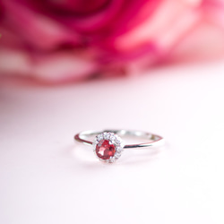石榴石 925純銀戒指 | 天然寶石純銀戒指鑲鑽鋯石紅色水晶 | 可調節大小指環 第5張的照片