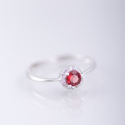 石榴石 925純銀戒指 | 天然寶石純銀戒指鑲鑽鋯石紅色水晶 | 可調節大小指環 第6張的照片