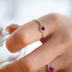 石榴石 925純銀戒指 | 天然寶石純銀戒指鑲鑽鋯石紅色水晶 | 可調節大小指環 第8張的照片