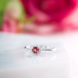石榴石 925純銀戒指 | 天然寶石純銀戒指鑲鑽鋯石紅色水晶 | 可調節大小指環 第9張的照片