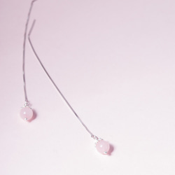 【耳環系列】粉水晶 925純銀簡約耳環| 天然水晶礦石耳勾 |客製化禮物 |  生辰石誕生石 第2張的照片