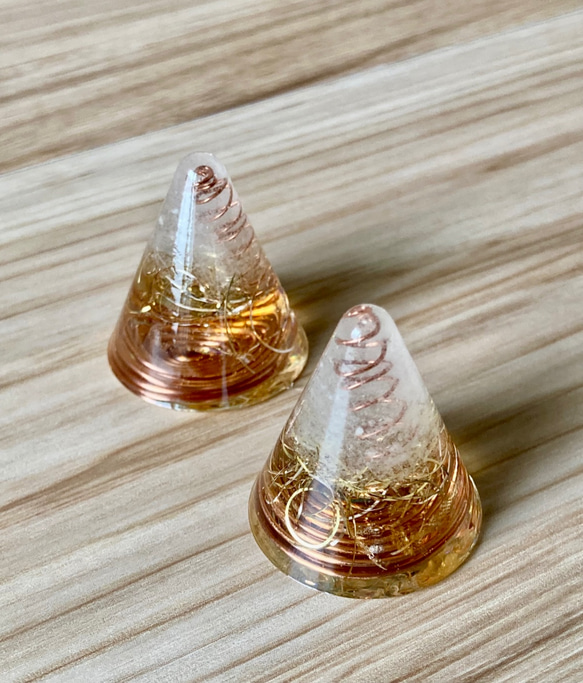 ミニ盛り塩オルゴナイト　シトリン　２個セット 1枚目の画像