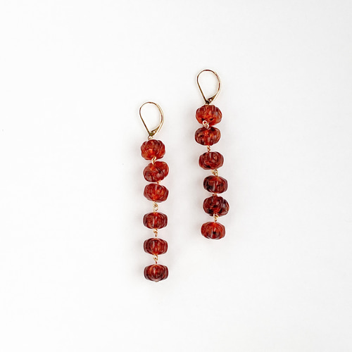 6-piece vintage mini beads（tortoiseshell） イヤリング 