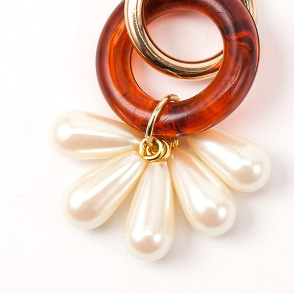 【送料無料】gold hoop x tortoiseshell ring & vintage pearl 2枚目の画像