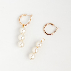 2way gold hoop x 3 vintage pearls 3枚目の画像