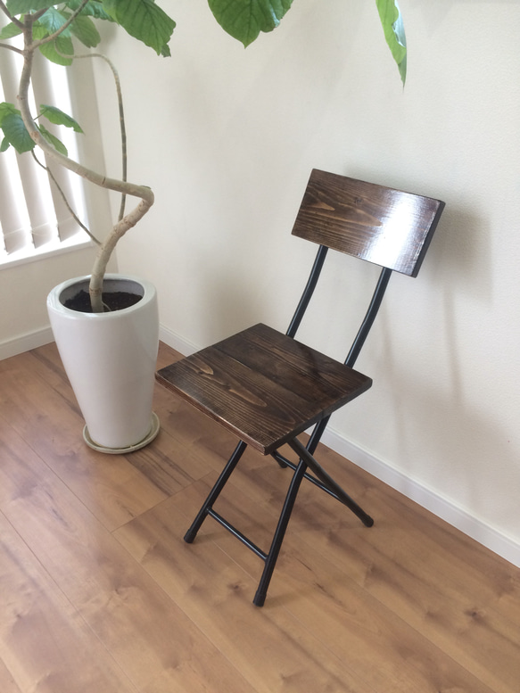 Aki様専用木製☆パイプ椅子★折りたたみチェア 4枚目の画像