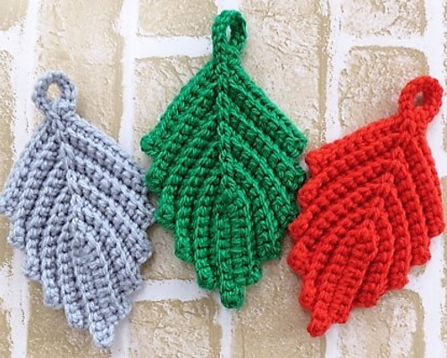 3個セットリーフのアクリルエコたわし☆北欧テイストNo.3 毛糸 ☆花風