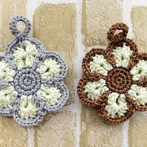 ☆2個セット☆花モチーフ アクリルエコたわし☆ 毛糸 ☆花風☆Kei