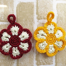 ☆2個セット☆花モチーフ アクリルエコたわし☆ 毛糸 ☆花風☆Kei