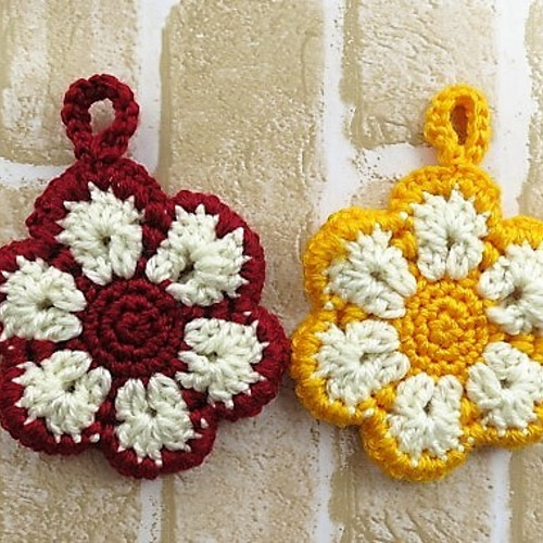 ☆2個セット☆花モチーフ アクリルエコたわし☆ 毛糸 ☆花風☆Kei