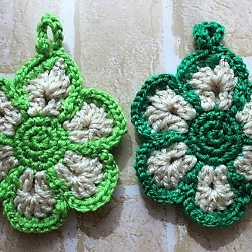☆2個セット☆花モチーフ アクリルエコたわし☆ 毛糸 ☆花風