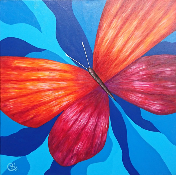 蝴蝶繪畫《藍色的夢境》butterfly painting "Blue Dream" 第1張的照片