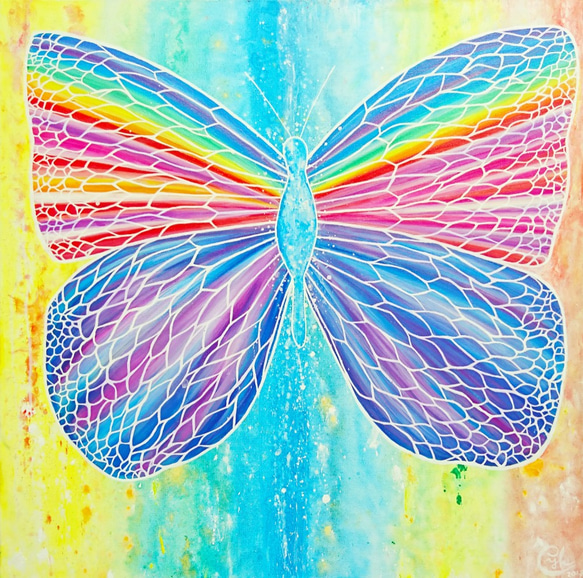 蝴蝶繪畫《彩虹天使》butterfly painting "Rainbow Angel" 第1張的照片