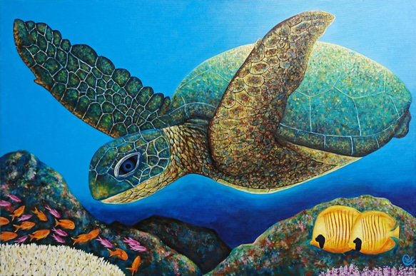 訂製繪畫《我們都來自海洋》Sea turtle painting "We All Come From The Ocean 第1張的照片