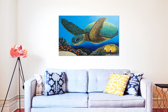 訂製繪畫《我們都來自海洋》Sea turtle painting "We All Come From The Ocean 第2張的照片