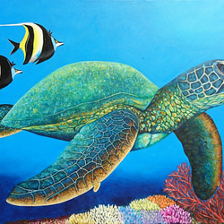 訂製繪畫《擁抱未知的旅程》Sea turtle painting " Embrace Uncertain Journey 第1張的照片