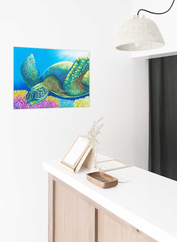 海龜繪畫《我屬於的地方》sea turtle painting "The Place I Belong" 第6張的照片