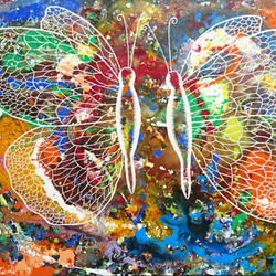 蝴蝶繪畫《愛在宇宙間》butterfly painting  "Love In Universe" 第1張的照片