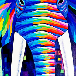 大象繪畫《帶著彩虹微笑2》elephant painting  "Wear A Rainbow Smile 2"　 第2張的照片