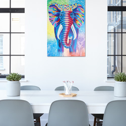 大象繪畫《帶著彩虹微笑3》elephant painting  "Wear A Rainbow Smile 3"　 第6張的照片