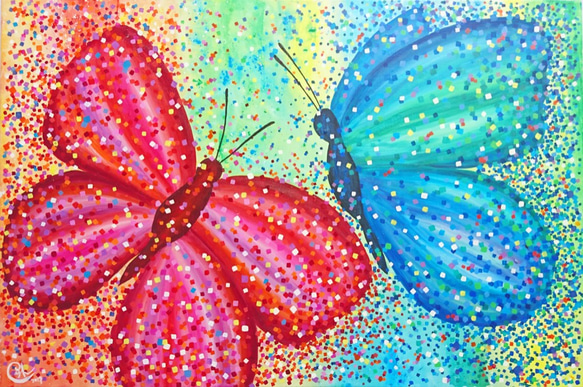 蝴蝶繪畫《享受當下1》butterfly painting "Enjoy Present 1" 第1張的照片