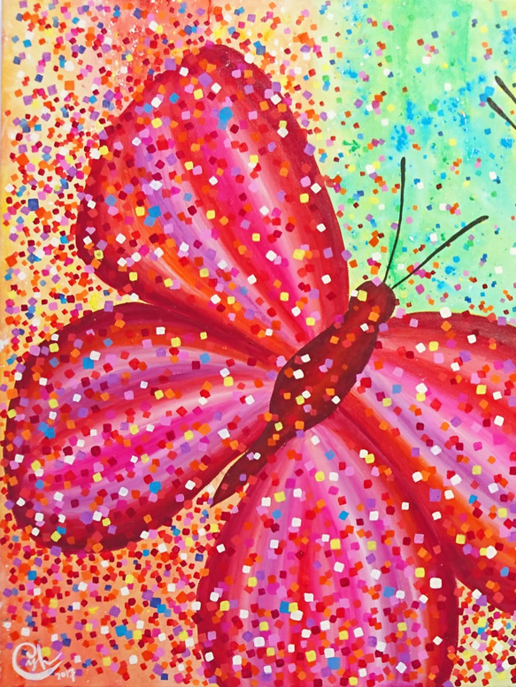 蝴蝶繪畫《享受當下1》butterfly painting "Enjoy Present 1" 第3張的照片