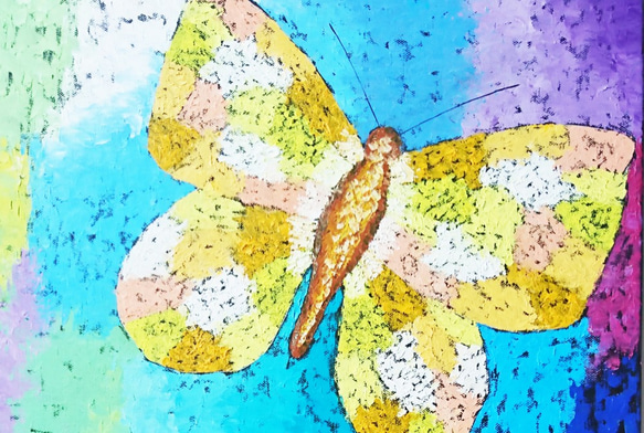 蝴蝶繪畫《享受當下4》butterfly oil painting "Enjoy Present 4" 第3張的照片