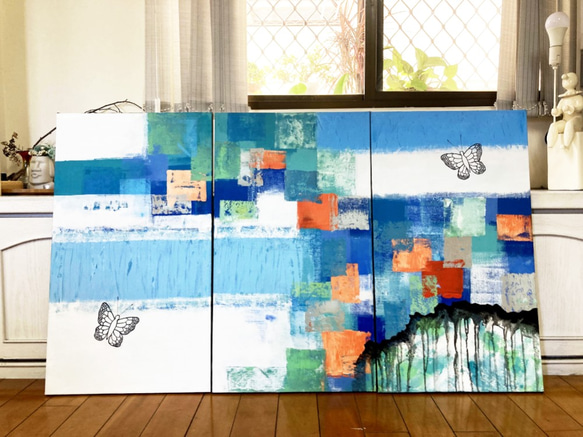｜Just Flow 4｜Abstract Acrylic Painting 70 x 120 cm Canvas 2枚目の画像