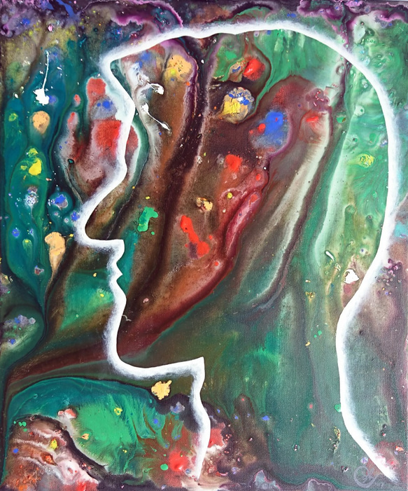 抽象繪畫《彩虹情人》 abstract painting "Rainbow Couple" 第3張的照片