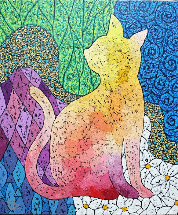 貓咪繪畫《分享愛, 波波貓》kitty painting "Share Your Love With BoBo Cat" 第1張的照片